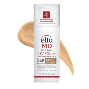 EltaMD UV Clear Tinted Face Sunscreen, SPF 46 Oil- Free with Zinc Oxide 1.7 oz